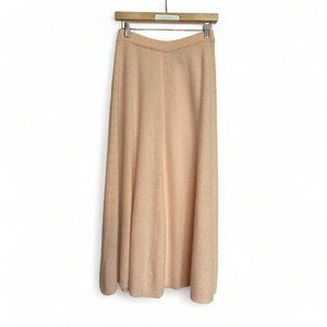 Vintage Lambswool Angora Long A-Line Sweater Skirt, Pale peach cream, womens sm
